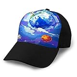 LJKHas232 589 Sombrero Ajustable Gorra de béisbol con Fondo Plano Planeta Tierra de Dibujos Animados en el Espacio Plantilla Impresión Sombrero de Vaquero