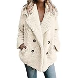 Chaquetas Mujer Invierno Tallas Grandes Abrigo Botón Solapa Peludo Capa de Manga Larga Casual Ropa Mujer Invierno Ofertas 2018