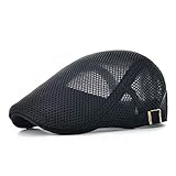 Hombres Moda De Boina De Verano Malla Transpirable Rápida Vendedor Seca Unicolor De Especial Estilo Periódicos Beret Gorra Plana Gorra Plana Gorra De Pico (Color : Schwarz, Size : One Size)