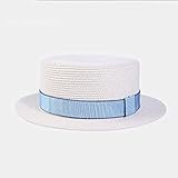 W.Z.H.H.H Sombrero Sombrero de Mujer Dama Plana Top Xiaoyang Top Hat Sombra de protección Solar Sombrero de Paja Playa Gorras de Moda (Color : White, Size : M)