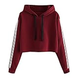 Sudaderas a Rayas Adolescentes Chicas Mujer Tumblr Sudaderas con Capucha Estampado Blusa Tops Camiseta de Manga Larga Hoodie Jersey Deportivo riou