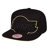 Mitchell & Ness - Gorra XL con cierre a presión y logotipo de Los Angeles Lakers, color negro