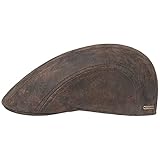 Stetson Gorra Plana de Cuero Madison, Hombre - Estilo Vintage - Gorra con Visera con Forro Interior de algodón - Gorra de Verano/Invierno - Boina marrón XL (60-61 cm)