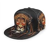 Gorra de béisbol para fumar Rasta Music Lion con auriculares unisex 3D Hip Hop Snapback de ala plana, gorra de béisbol negra