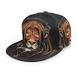 Gorra de béisbol para fumar Rasta Music Lion con auriculares unisex 3D Hip Hop Snapback de ala plana, gorra de béisbol negra