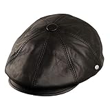 Dazoriginal Boina Cuero Casquillos Plano Gorra Piel Gatsby Sombrero Hombre Beret (Negro, M 55-56)