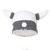 Ypser Gorro de punto para bebé adulto Viking Barba Bárbaro Bárbaro Toro Horn Crochet Beanie Cap hecho a mano