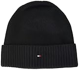 Tommy Hilfiger Pima Cotton Beanie Gorro/Sombrero, Black, OS para Hombre