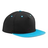 Beechfield - Gorra/Visera 2 Colores 5 Paneles Modelo Snapback Unisex Hombre/Mujer (Talla Única) (Negro/Azul Surf)