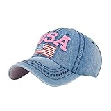 Sombrero Plano Bordado Bordado De Béisbol Moda De De Estados Unidos Denim Mode De Marca Rhinestone Gorra De Béisbol (Color : Pink, Size : One Size)