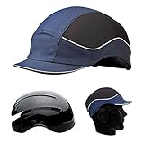 Gorra Seguridad / Casquete Antigolpes para proteger de impactos como piedras, Ramas, Casco interior ABS con almohadilla EVA. Pro Gorra anti-choque EN 812 A1 Micro corta visera - 3cm. Color: Azul y Negro. Hombre / Unisex (Short Peak Bump Cap)