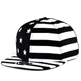 Unisex Gorra Snapback ajustable Estados Unidos Bandera Impresión Hip Hop Gorra de béisbol cuadrada de ala plana (Color : Black, Size : One size)