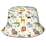 Sombreros de Cubo Fauna Infantil Australiana Africana Caras tontas Safari León Elefante Cocodrilo Visera de Moda Gorra al Aire Libre para protección Solar