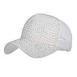 Gorra De Béisbol para Mujer Casual Bling Outdoor Diamond Rhinestone Cap Peaked Cap Vintage Fashion Sunscreen Cap Girl (Color : Blanco, Size : One Size)