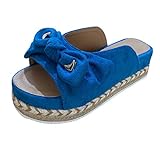 URIBAKY Sandalias de verano para mujer, sin cordones, sandalias de playa con nudo plano, zapatos de punta abierta, sandalias transpirables, zapatillas tejidas, Azul (azul), 38 EU