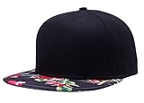Aivtalk - Hip Hop Negro Sombrero Gorra de Béisbol Moda con Estampado Floral Unisex Snapback Hat Cap para Hombres Mujeres