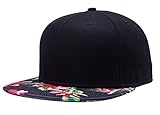 Aivtalk - Hip Hop Negro Sombrero Gorra de Béisbol Moda con Estampado Floral Unisex Snapback Hat Cap para Hombres Mujeres