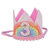 Amosfun Corona de 3 Cumpleaños Bebé Diadema Tiara Sombrero de Cumpleaños Disfraz de Cumpleaños Accesorios de Cabello para Niños