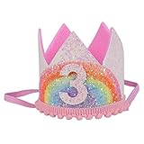 Amosfun Corona de 3 Cumpleaños Bebé Diadema Tiara Sombrero de Cumpleaños Disfraz de Cumpleaños Accesorios de Cabello para Niños