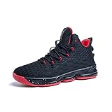 Zapatos Hombre Deporte de Baloncesto Sneakers de Malla para Correr Zapatillas Antideslizantes Negro Rojo Champán Verde Brillante 36-46 Negro Rojo 42