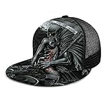 HARLEY BURTON Unisex Grid Gorra de béisbol impresa plana facturada Caps terror Bloody Skull Muerte Hoz Femenino Verano Ajustable Empalme Hip Hop Cap Sun Hat Negro