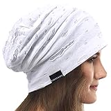 Mujeres Slouchy Gorro Delgado Verano Calavera Gorra Turbante Suave Quimio Sombreros (H Blanco)