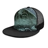 Inaayayi Gorra de béisbol Cthulhu Monster Fantasy Art Adulto Unisex Moda Gorra de béisbol Gorra de malla camionero ajustable Negro