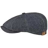 Stetson Hatteras Flatcap de Lino para Mujer/Hombre - con Forro de algodón - Gorra Plana con protección Solar UV 40+- Boina Plana para Primavera/Verano Tela Vaquera 59 cm