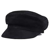 LIPENLI Sombrero de Cuero Sombrero Retro De Cuero, Gorra Azul Marino Masculina Y Femenina, Sombrero Casual De Cuero, Sombrero Plano (Color : Black, Size : XXL)