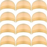 12 Piezas Gorros de Peluca de Nylon para Mujeres y Hombres (Beige Natural)
