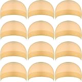 12 Piezas Gorros de Peluca de Nylon para Mujeres y Hombres (Beige Natural)