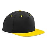 Beechfield - Gorra/Visera 2 Colores 5 Paneles Modelo Snapback Unisex Hombre/Mujer (Talla Única) (Negro/Amarillo)