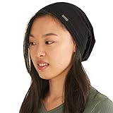 Gorra Ligera Verano para Hombre - Gorro de Mujer Slouchy Beanie Slouch 100% algodón Sombrero Elastico Negro