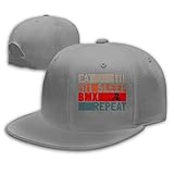 DAIAII Hombre Mujer Gorras de béisbol, Eat Sleep BMX Repeat Women's Men's Adjustable Plain Baseball Cap Dad Hat