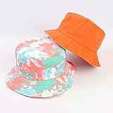 Gorra de Doble Cara con Visera, Sombrero de Cubo de Color arcoíris, Sombrero de Sol Plano de algodón para Hombres y Mujeres, Sombrero de Pescador Reversible para el Sol -1PC B