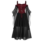 Gotica Ropa Mujer Halloween Medieval Navidad Fiesta Victoriana Vintage Sudadera Mujer Talla Grande Traje Halloween Medieval Rojo Trajes de Fiesta Trajes Medievales Mujer Vestido Azul Blanco