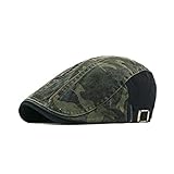 Nanxson Hombres Mujeres Ivy Camuflaje Beret Sombrero Caza Cabbie Gatsby Gorra Plana MZM0100 (Negro,L)