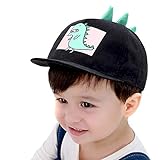 Puseky Niños Niños Niñas Pequeño Dinosaurio Béisbol Gorra de ala plana Ajustable Sombrero de algodón respirable (Color : Black, Size : 2Y-6Y)