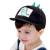 Puseky Niños Niños Niñas Pequeño Dinosaurio Béisbol Gorra de ala plana Ajustable Sombrero de algodón respirable (Color : Black, Size : 2Y-6Y)