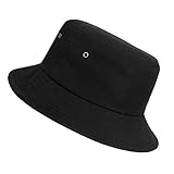 ISIYINER Sombrero del Pescador Algodón Plegable Bucket Hat Unisex Al Aire Libre Negro
