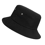 ISIYINER Sombrero del Pescador Algodón Plegable Bucket Hat Unisex Al Aire Libre Negro