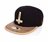 Xtress Exclusive Gorra negra de visera plana en cuero beige. Unisex