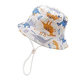 IBLUELOVER - Sombrero de sol para niño, niño, niño, niña, niña, niña, sombrero de cubo con correa antirrayos UV, diseño de animales, gorra de playa, pesca, viaje