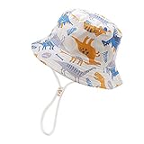 IBLUELOVER - Sombrero de sol para niño, niño, niño, niña, niña, niña, sombrero de cubo con correa antirrayos UV, diseño de animales, gorra de playa, pesca, viaje