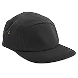 Beechfield - Gorra Plana de Lona 5 Paneles Modelo Classic - Verano/Playa (Talla Única) (Negro)