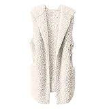 Chaleco para Mujer Calentar Abrigo con Capucha de Abrigo de Invierno Abrigo Informal Chaqueta de Abrigo Chaleco sin Mangas de Felpa con Capucha Outwear riou