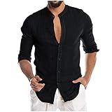 Sylar Camisas De Hombre Manga Larga Camisa Hombre Color Sólido con Cuello Mao Camisa De Vestir para Hombre Camiseta De Hombre con Botones Hombre Slim Fit Blusa Top