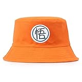 WAZHX Sombrero De Cubo Goku Sombrero De Verano Mujeres Hombres Panamá Gorras Planas Visera con Bordado De Sol Pesca Pescador Bob Sombrero 56-59Cm Naranja