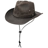 Stetson Sombrero Diaz Mujer/Hombre - de Vaquero Tela Look Vintage con Tira para el mentón, Ribete, Flecos Verano/Invierno - L (58-59 cm) marrón