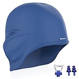 Earwaves ® H2O - Gorro de natación ergonómico con cavidad para Orejas. Gorro de Piscina para Hombre y Mujer Hecho de Silicona Ideal para Pelo Largo y Corto. Incluye Tapones y Clip Nasal